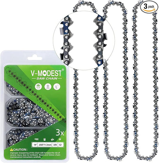 3-Pack 14 Inch Chainsaw Chain for Ryobi RY3714, RY405010, RY40503, RY405100, RY40530, RY43006 Chainsaw - 3/8"LP - .050" - 52 DL