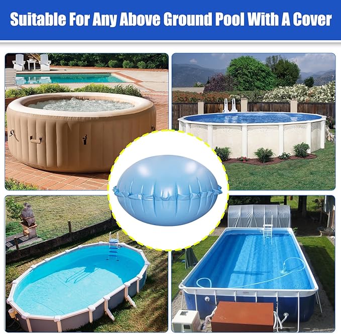 5ft Dia Pool Pillows, Pool Air Pillow, Inflatable Pool Pillows for Above Ground Pools, Winter Swimming Pool Closing Winterizing Kit with Ropes,PVC Ice Equalizer Pillow for Support Swimming Pool Covers