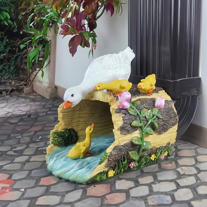 Duck Statues Gutter Extension Garden Decoration, Resin Outdoor Decor, Animal Downspout Diverter, 3"4" Extender Splash Block