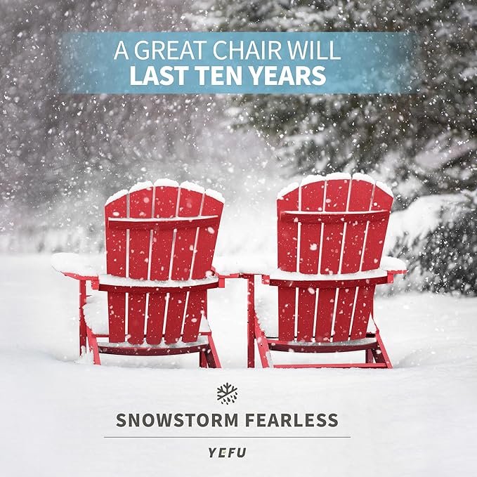 YEFU Adirondack Chairs Set of 6: Plastic Adirondack Chairs - Patio Chairs with Wood Texture - Outdoor Chair HIPS - Lawn Fire Pit Deck Porch Garden Chairs for Adults (Red)