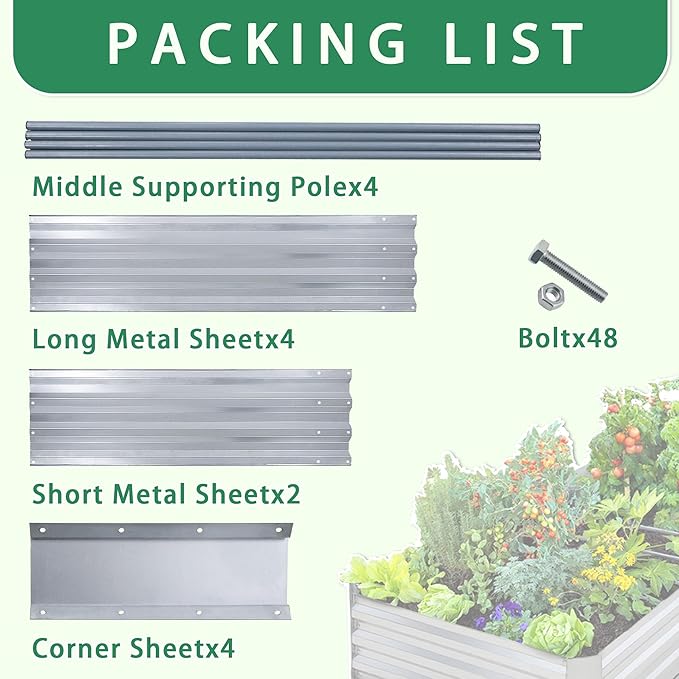 6x3x1 Ft Planter Raised Bed, Metal Planter Box, Planters Small Antifreeze Greenhouse Kit for Outdoor Plants, Flower, Galvanized Garden Bed Planter Gardening Supplies