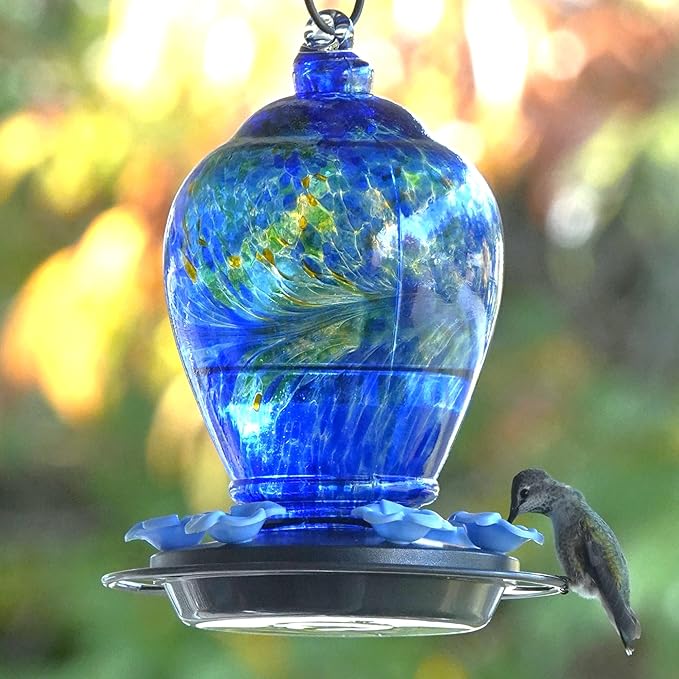 Nature's Way Bird Products AGF2 Hand Blown Artisan Gravity Spring Rain Hummingbird Feeder