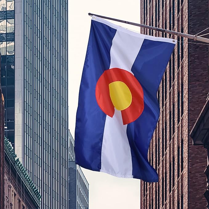 Colorado State Flag 6x10 Ft, Deluxe Full Embroidered Heavy Duty 100% Polyester Durable CO Outside Flags, Indoor/Outdoor, Sewn Stripes and Brass Grommets