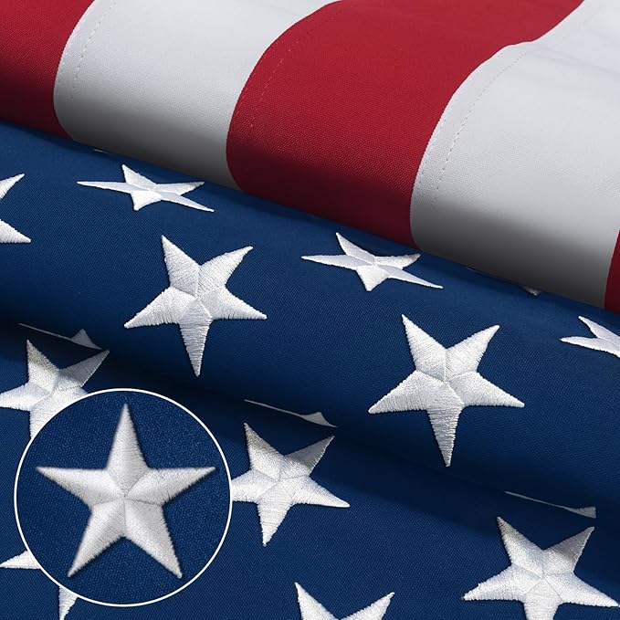 American Flag 8x12 Ft for Outside Longest Lasting- Ultra Durable, Tear-Proof Heavy Duty Spun Polyester US USA Flags - Fade Resistant, Embroidered Stars, Sewn Stripes, Brass Grommets - Outdoor Decor