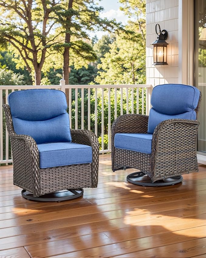 Luxury 22x24/22x25 6-Inch Smile Outdoor Sofa Cushions Set of 3 - Memory Foam Deep Seat Patio Furniture Cushions for Wicker Dining Chair Loveseat 3-Seater L-Shape Sectional Sofa - Navy Blue