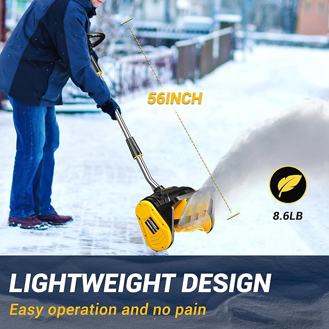 Cordless Snow Shovel, 40V | 13-Inch | 4.0-Ah High Power Brushless Snow Blower, Battery-Powered Snow Blower for Patio, Deck, Driveway (2 * 40V Battery & Quick Charger Included)