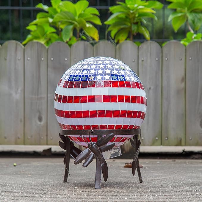 Topadorn Gazing Ball Stand Garden Hardware Steel Metal Stand for 10" or 12" Gazing Globes Outdoor Decor, Dragonfly