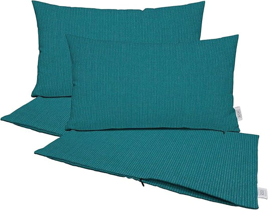 RSH DECOR: Sunbrella Pillow Covers Set of 4 | Covers Only - 26" x 16" | Outdoor Lumbar Pillow Covers Crafted with Sunbrella Performance Fabric | Spectrum Peacock