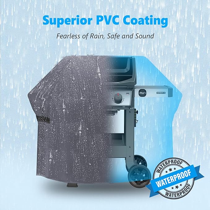 Grill Cover 82 Inch - Extra Large Gas BBQ Cover for Outdoor Grill - 600D Outside Barbecue Covers Waterproof Heavy Duty for Weber, Dyna-glo, Char-Broil, Nexgrill, Brinkmann, Monument (Grey)
