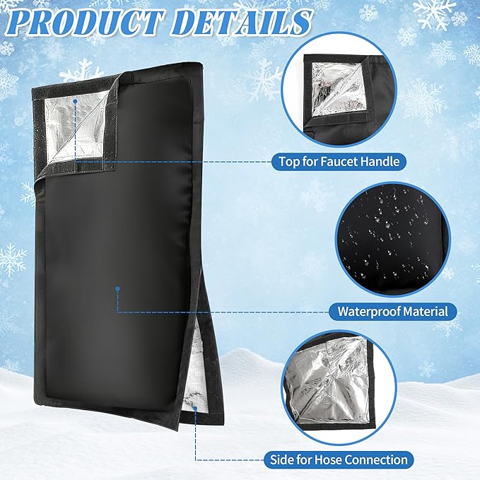 Outdoor Faucet Covers for Winter, 35.4"H×13.4"W - Waterproof Oxford Fabric Water Faucet Cover, Freeze Protection Outdoor Faucets Hose Bibs for Wall Taps Garden, Lawn, and Sprinkler Systems