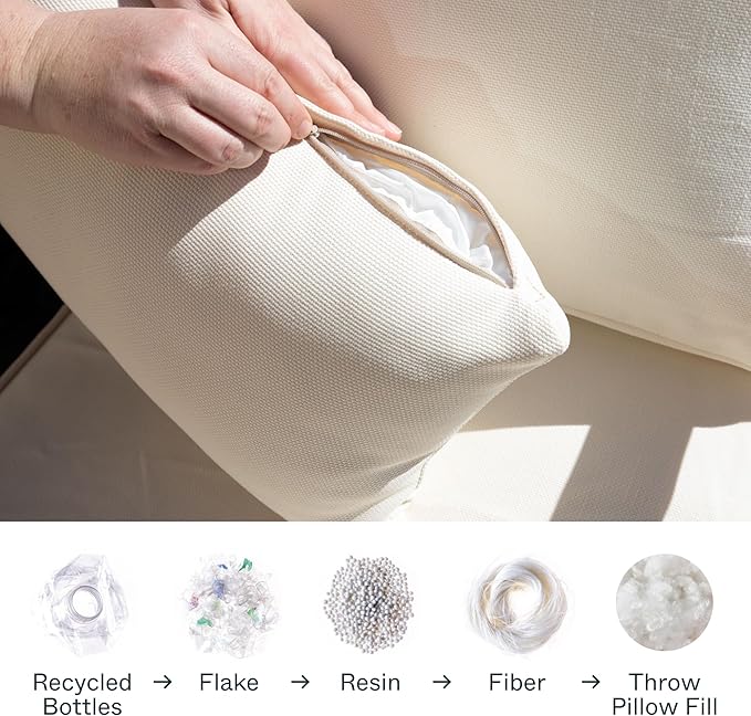 Outer Outdoor Throw Pillow with OuterWeave Performance Fabric, Decorative Outdoor Pillow for Patio & Outdoor Furniture, Includes Machine Washable Pillow Cover and Insert - Pailsades Cream, 20"x20"