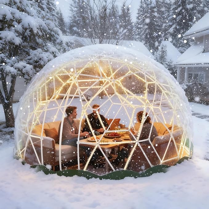 Garden Dome Tent, 9.5 x 5.7 ft Outdoor Clear Bubble Tent for 2-4 Person, All-Weather Geodesic Dome Greenhouse with Window & Door, PVC Transparent Tent for Patio, Camping, Party (9.5FT - Green)