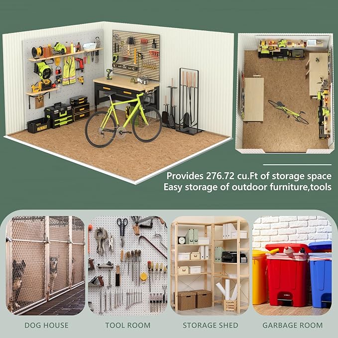 8x6 FT Outdoor Storage Shed, Metal Shed with 1 Window & Lockable Door, Heavy Duty Tool Sheds, Outside Waterproof Storage Building