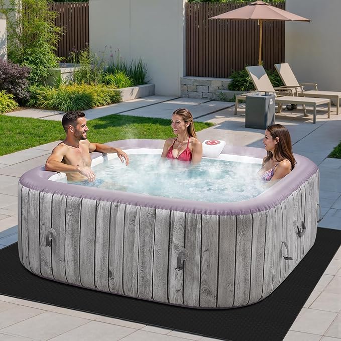 Inflatable Hot Tub for 4-6 People – Portable Heated Spa with 130 Bubble Jets, Insulated Cover, 6 Filter Cartridges & Internal Pump for Backyard or Indoor Use