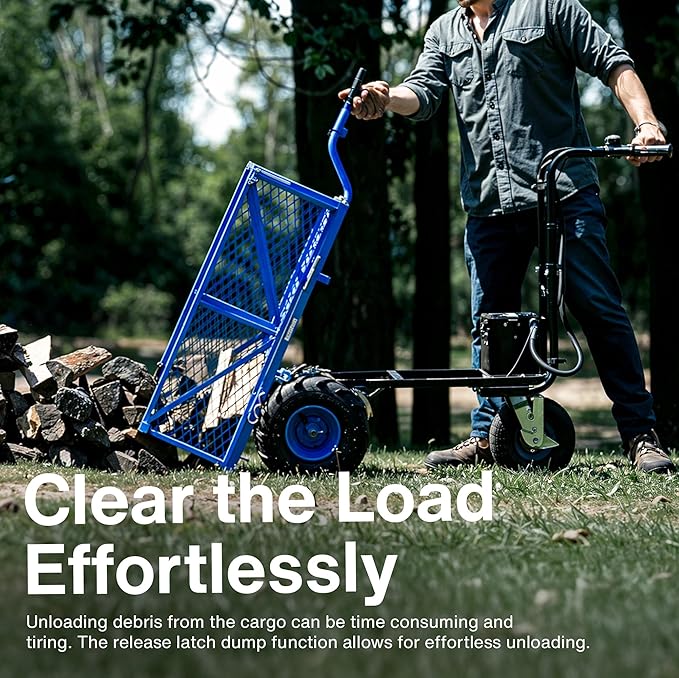 Landworks AGM Electric Utility Cart - 500W Lead-Acid Battery-Powered Power Wagon, 500 lbs Load Capacity & 1000 lbs Towing, Heavy-Duty Motorized for Garage, Warehouse, and Outdoor Use