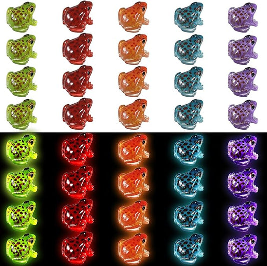40Pcs Luminous Mini Frog Statues Model Miniature Frog Figurines Small Resin Animals Garden Decor Tiny DIY Terrarium Accessories Kit for Landscape Dollhouse Potted Aquarium Craft Party Ornament