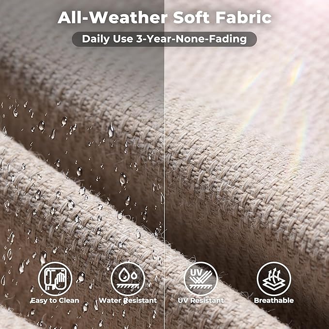 ovios 9 Pieces Patio Furniture Set, Outdoor Wicker Sectional Sofa with 42" Firepit Table Swivel Chair, Modern Modular Deep Seat Rattan Couch Conversation Sets, Beige