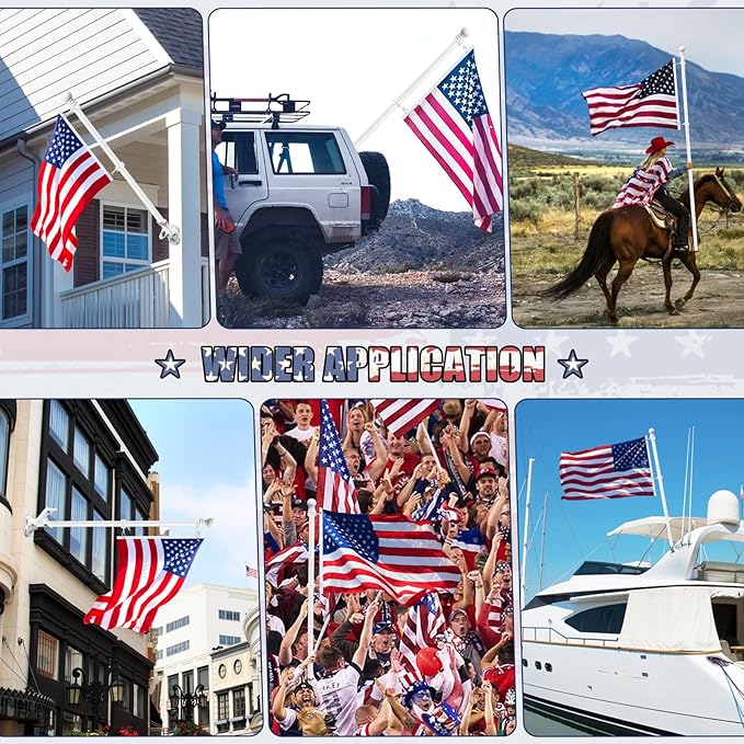 REERON House Flag Pole kit, 5 FT Metal Spinning Flag Poles Kit, 1" Tangle Free Stainless Steel Flagpole with 360° Flagpole Rings & 2-Position Bracket for Outside House Porch Wall Mount for 3x5 Flag