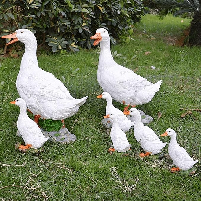 Realistic Duck Statues, Funny Duck Fence Decoration, Resin Duck Decor, Outdoor Animal Statue, Duck Sculpture, Perfect for Home Garden Stairs, Farm, Patio, Backyard (7 in)
