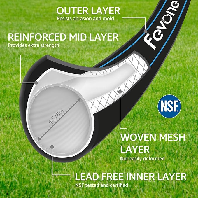 Fevone Garden Leader Hose 6 ft., Lightweight Hybrid Water Hose, Flexible and Durable, Leak-Free Connections
