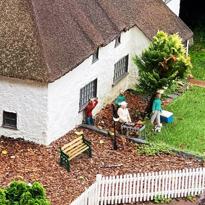 Toyvian Dollhouse Miniature Park Bench Miniature Garden Chair Seat Props Fairy Garden Bench with Mini Street Lamp Post Light Decor for Dollhouses Decoration Garden Ornaments