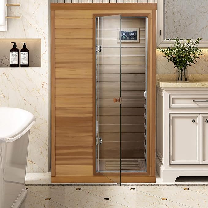 Saunas 909Mini Far Infrared Sauna, Indoor Dry Sauna (Red Cedar, 1 Person Mini Size Right Door)