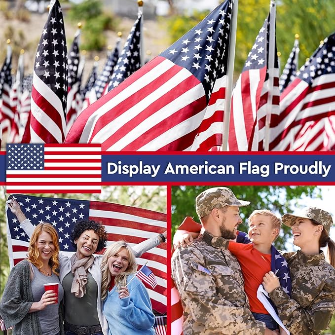 4x6 FT American Flags for Outdoor,Super Tough Spun Polyester & Long Lasting Nylon USA Flag Embroidered Stars, Sewn Stripes, Brass Grommets UV Protection Outdoor High Wind & All Weather USA Flag