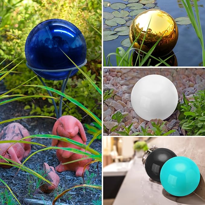 uxcell 2 Pcs Gazing Globe Decor Ball 3.5 Inch 90mm Reflective Garden Sphere Polished Hollow Ball, Seamless Stainless Steel Gazing Ball, Smooth Mirror Globe for Garden Home Decor, Red