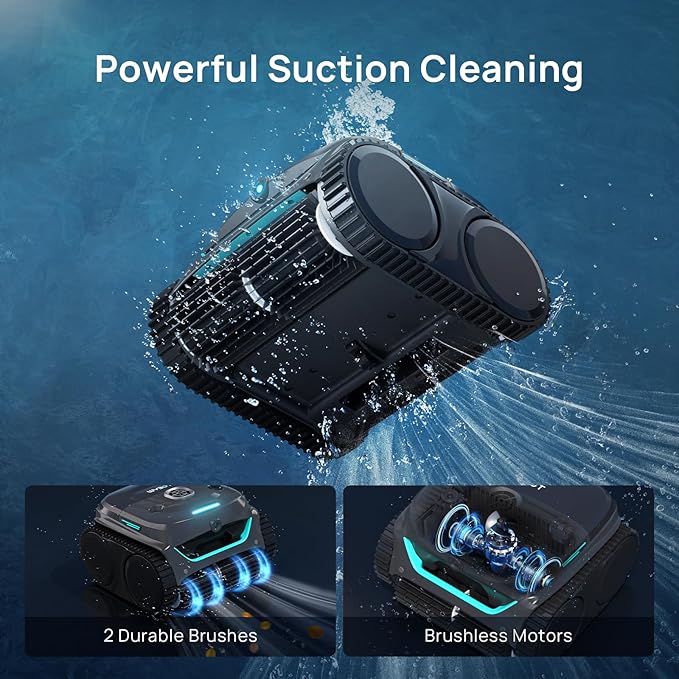 WYBOT C2 Vision AI Camera Cordless Pool Vacuum Robot for inground Pools, 8-in-1 Pool Cleaner, Ultra-fine Filtration, Brushless Motor Powerful Suction, Wall Climbing, Waterline Cleaning, Gray Green