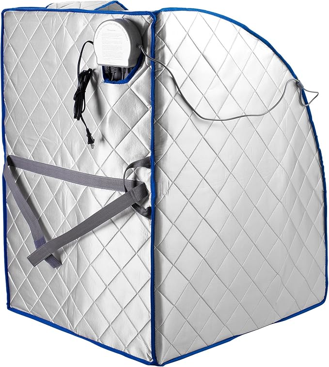 Durasage Infrared IR Far Portable Indoor Personal Spa Sauna with Heating Foot Pad and Chair, X-Large, Silver