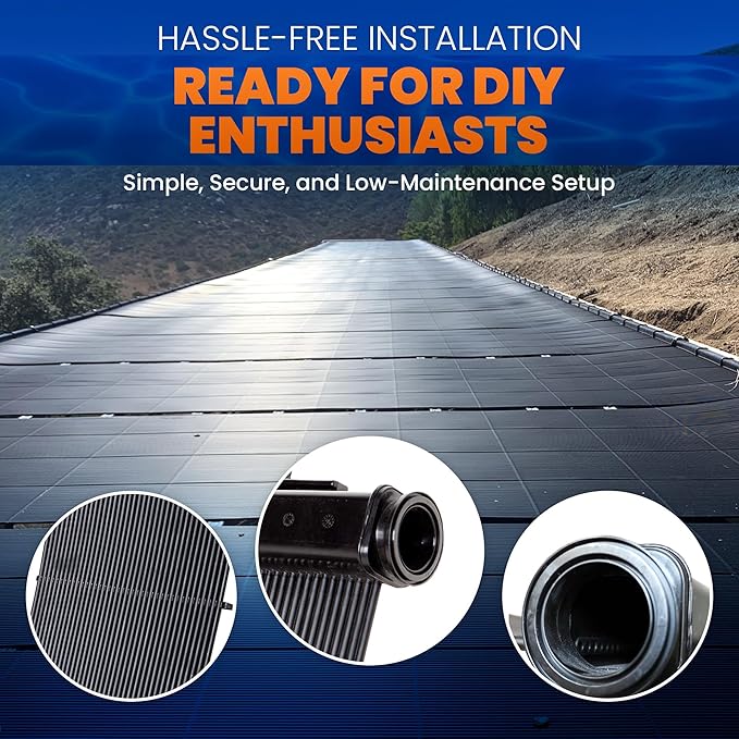 Industrial Grade Solar Pool Heater DIY Kit - Superior High-Wind Strapless Mounting System & Maximum Freeze Resistance (2-4'x12.5' / 100 Square Feet)