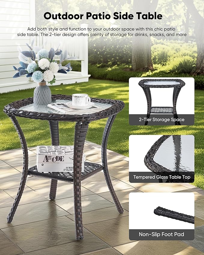 HUMMUH 6-Piece Outdoor Wicker Patio Furniture Set with Swivel Glider Chairs, 3-Seat Sofa & Ottomans 5” Olefin Cushions Ergonomic Neck-Lumbar Backrest All-Weather Rattan for Garden, Deck, Porch
