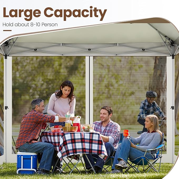 COBIZI 10x10 Pop Up Gazebos on Clearance 11x11 Canopy Tent Easy Up Outdoor Gazebo Waterproof Portable Gazebo with Mosquito Nettings, Double Vented Roof and Carry Bag for Patio Garden Lawn(Gray)