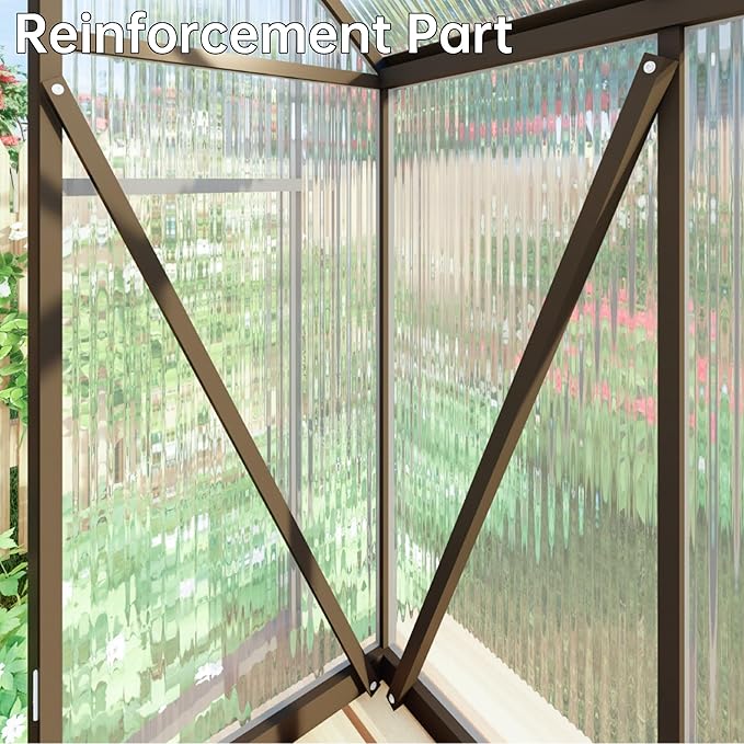 CQZY 6x8 FT Walk-in Greenhouse for Outside,Dark Gray
