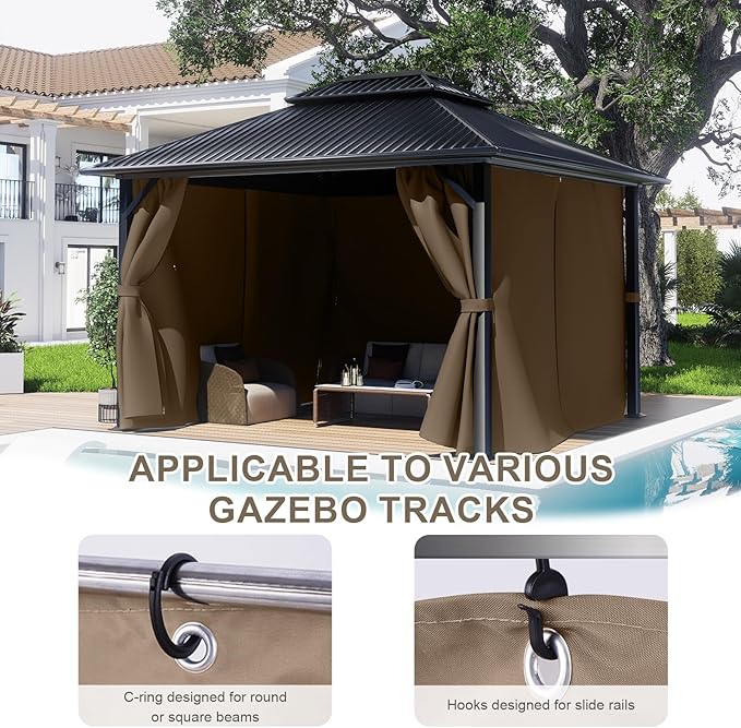 BPS 12' x 12' Gazebo Curtain Privacy 4-Panel Sidewall Outdoor Replacement Shade (Only Curtain)