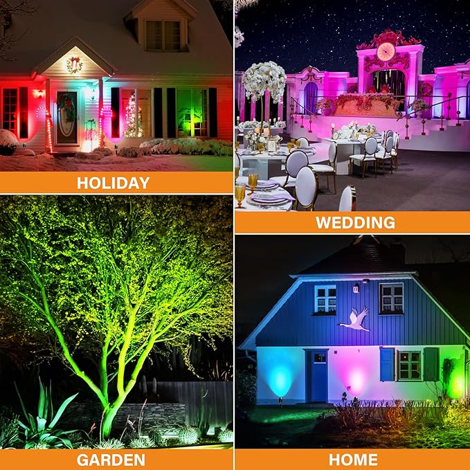 10W RGBW LED Landscape Lights Spot Lights Outdoor for Yard Garden Decor Spotlight, Landscape Lighting with 16 Color Changing and Remote IP68 Waterproof (10)