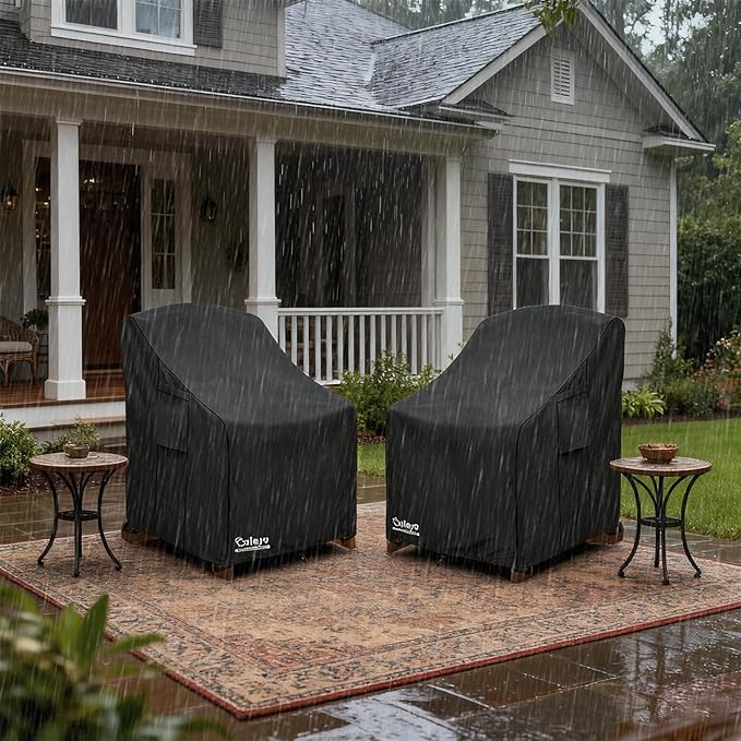 Patio Chair Cover 35W x 37D x 36H inches,Waterproof Heavy Duty Outdoor Furniture Covers for Patio Adirondack Chair 2 Pack（Black）
