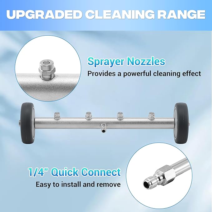 M MINGLE Undercarriage Pressure Washer Attachment, 16 Inch Powerful Under Car Washer with 3 Pcs Extension Wand and Car Wash Mitt, 4000 PSI