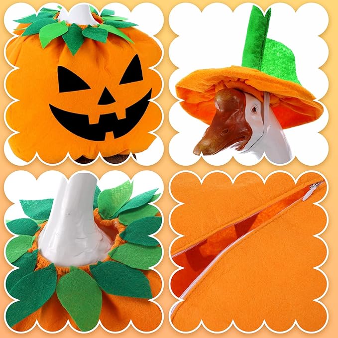 Halloween Pumpkin Goose Outfit Porch Goose Clothes Yard Silly Lawn Duck Shirt for Cement Plastic Duck(23'' Porch Style)