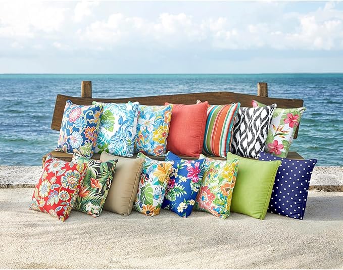 BrylaneHome 16" Square Toss Pillow - Patio & Outdoor - Patio & Outdoor - Water, Stain & Fade Resistant - Carolina