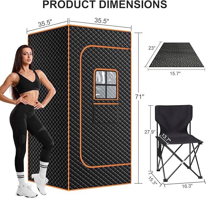 NAIZEA Sauna Box, Portable Steam Sauna, Portable Saunas for Home with 3L 1200W Steamer, Remote Control, Folding Chair, Full Body Saunas Tent for Relaxation,2.9'x2.9'x5.9'