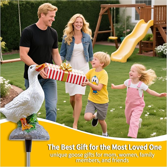 Solar Porch Goose Statue Garden Decor, 29 inch with Motion-Activated Sound Outdoor Decor for Lawn Patio Yard Balcony - Unique Gift for Garden Lovers