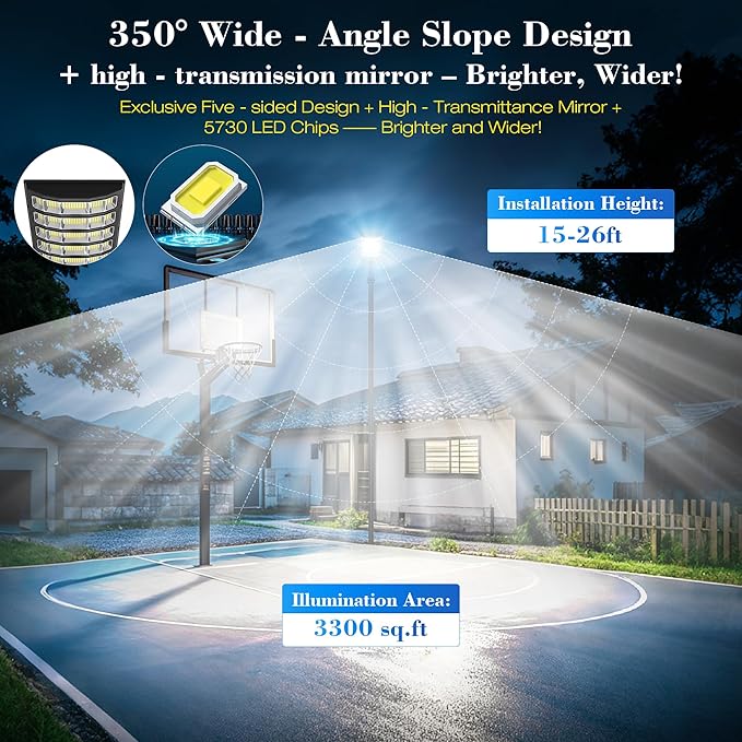 10000W Solar Street Light - 8000K Solar Lights Outdoor IP66 Waterproof,350° Wide Angle Dusk to Dawn,Commercial Solar Parking Lot Lights with Motion Sensor & Remote,LED Flood Light for Yard (2 Pack)