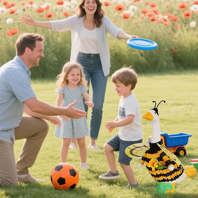 JIAYAN Porch Goose Fall Outfit: 2Pcs Cute Yellow Bee Costume Set 23"/ 17" Lawn Goose Statue Clothes for Theme Party Garden Patio Yard Outdoor Decoration