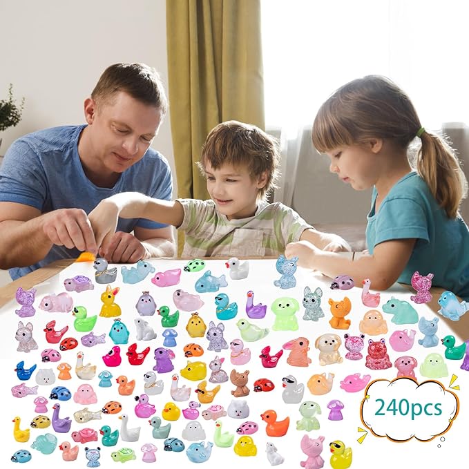 240 Pcs Mini Resin Animals Variety Tiny Animals Figures Miniature Little Small Animal Figurines Bulk for Micro Fairy Garden Landscape Accessories Hide Crafts Decor Aquarium