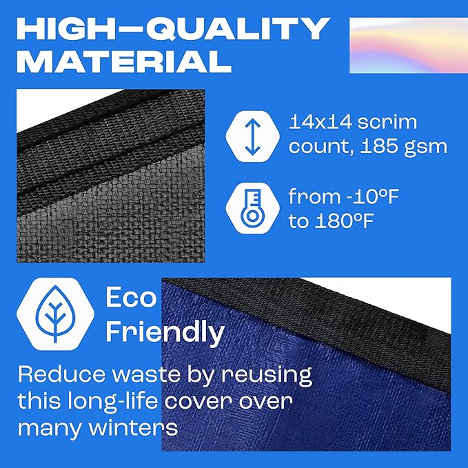 Winter Pool Cover 15 ft Round for Above Ground | Extra Thick & Durable Above-Ground Pool Cover | Sapphire Series of Premium Cold- and UV-Resistant Pool Cover | by Yankee Pool Pillow
