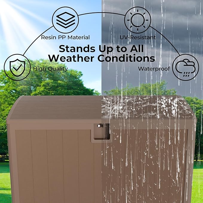 130 Gallon Outdoor Storage Box, Lockable Resin Deck Box Indoor and Outdoor Use, Waterproof Patio Deck Storage Box For Package Delivery, Furniture Cushions, Garden Tools, Pool Accessories