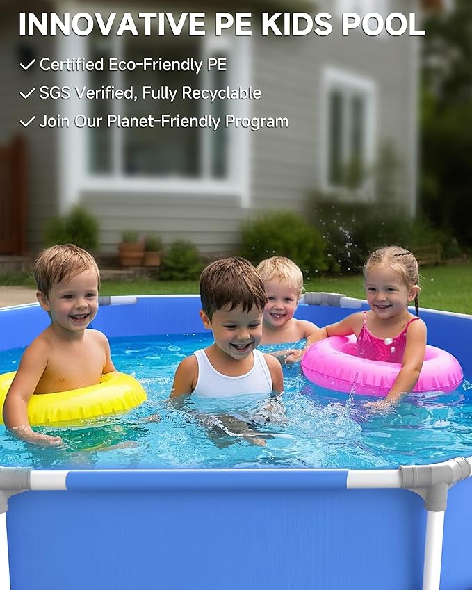 Eco-Friendly Odorless Above Ground Pool Swimming Pools for Kids: 5ft x 15in - PE Material, Reinforced Steel Frame Round