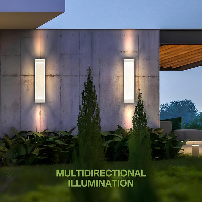 ASD LED 24 Inch Bubble Glass Wall Light Fixture | 22W 530LM 3000-5000K 100-277V | 3CCT, Waterproof, Dimmable, Up-Down Glow, ETL Listed | Exterior Flush Mount Sconce, Outdoor Lighting | White