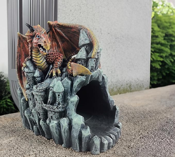 Dragon Statues Gutter Downspout Extension Statues Garden Decoration,Animal Downspout Diverter,Resin Statue Outdoor Decor,Gutter Extension Decorative,3"×4" Downspout Extender Diverter Splash Block